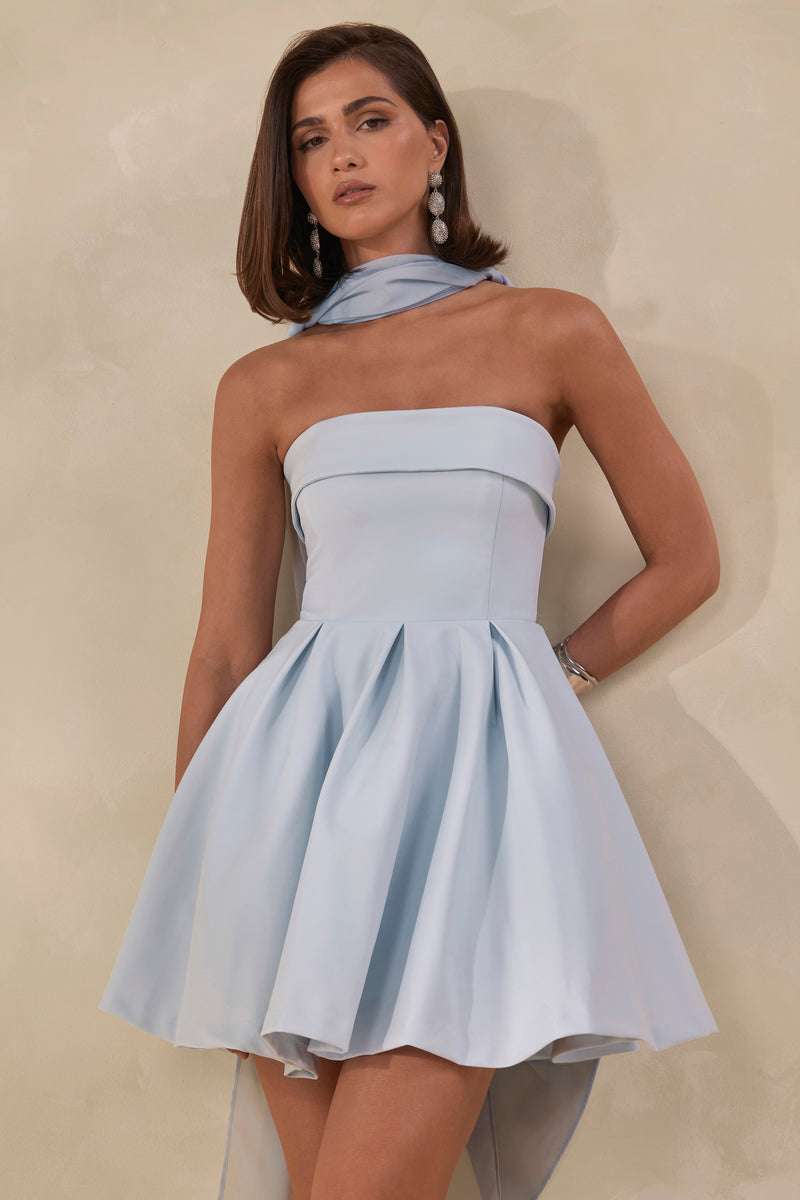 Bruna Powder Blue Bandeau Skater Mini Dress – Club L London Bruna Powder Blue Bandeau Skater Mini Dress – Club L London