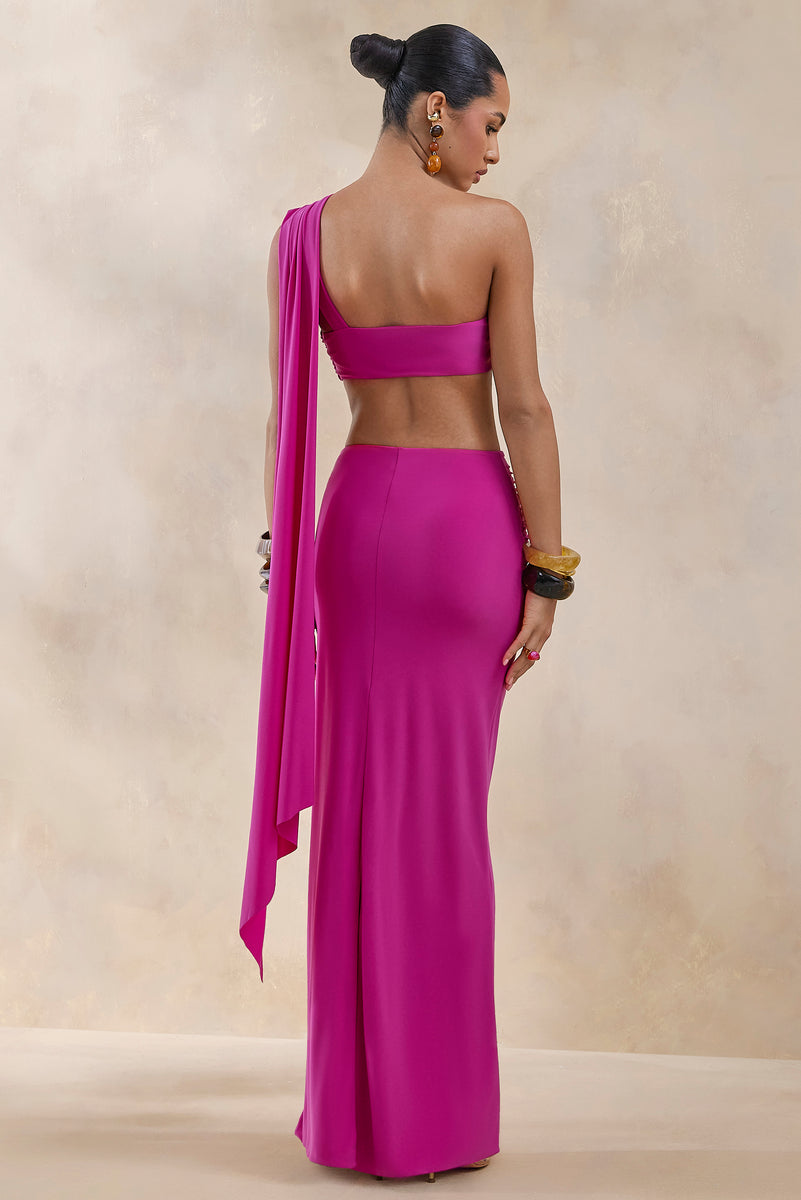 Azura Hot Pink Wrap Maxi Skirt With Sash – Club L London