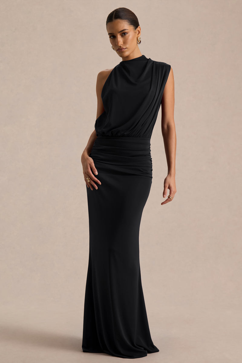 Umaira Black High-Neck Maxi Dress – Club L London