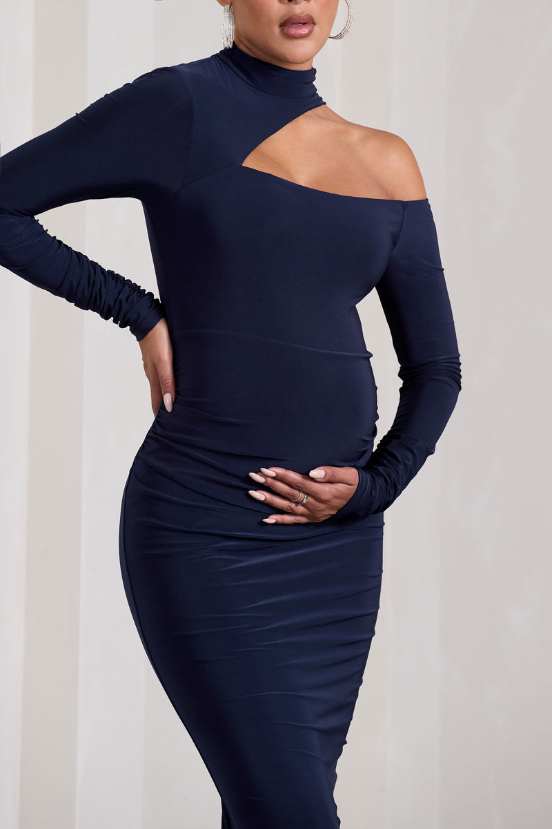 Joan Navy Maternity Midi Dress