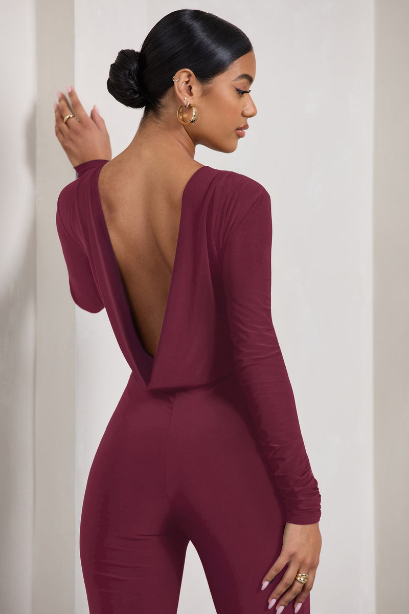 Long sleeve outlet backless jumpsuit