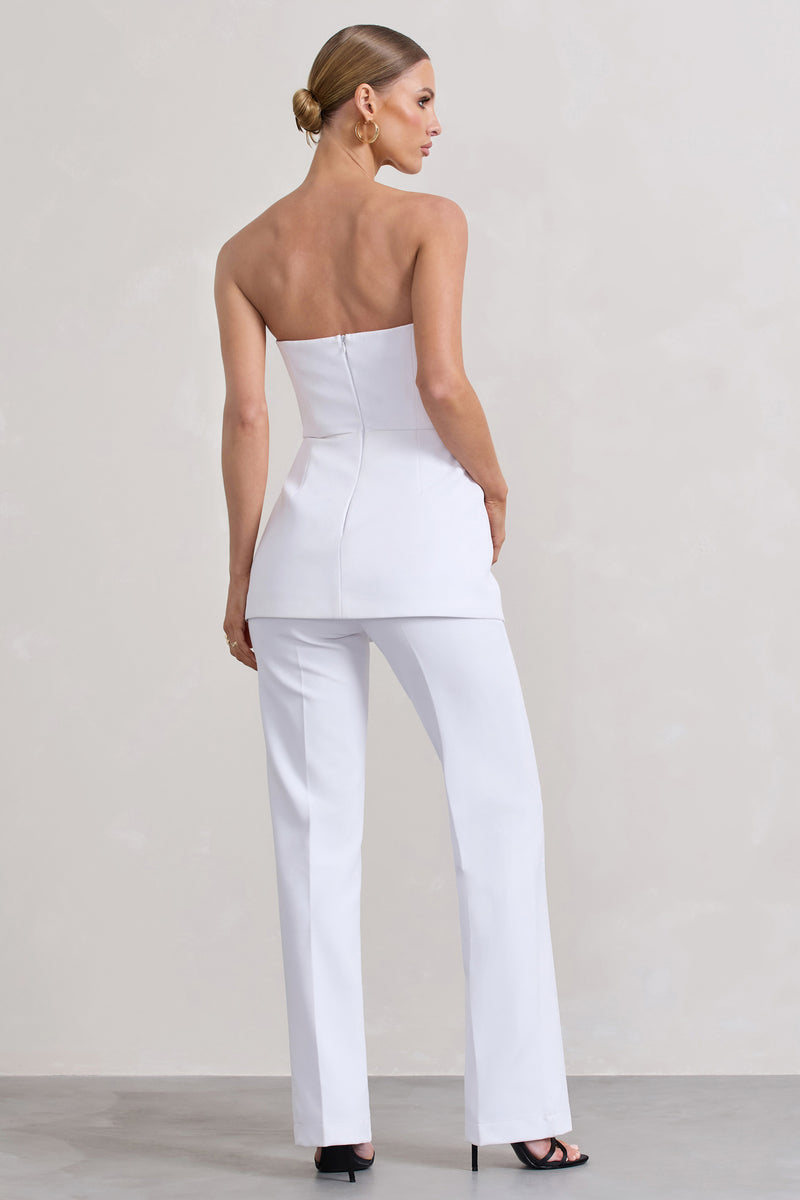 White strapless hot sale jumpsuit