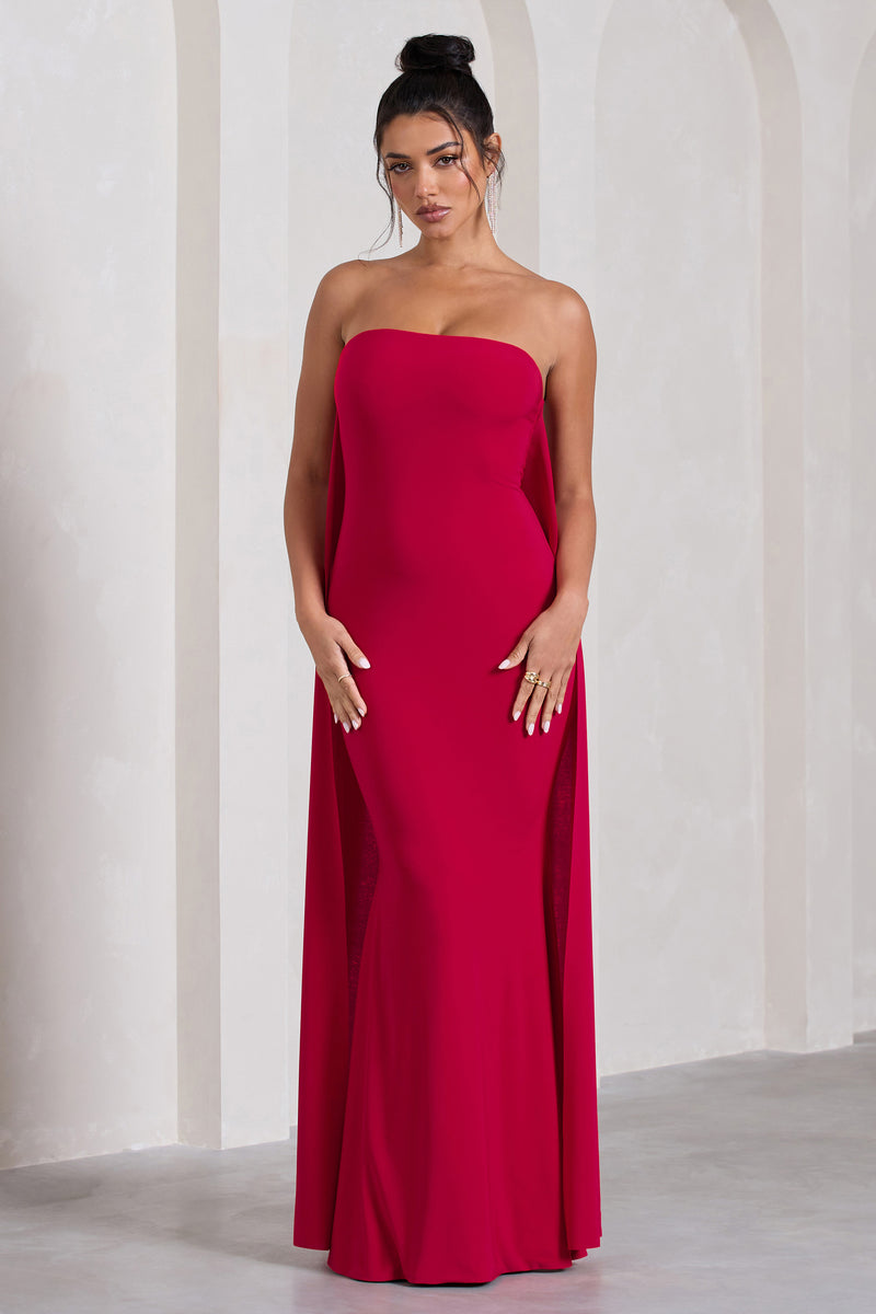 Clara Crimson Red Open Back Sleeveless Maxi Dress