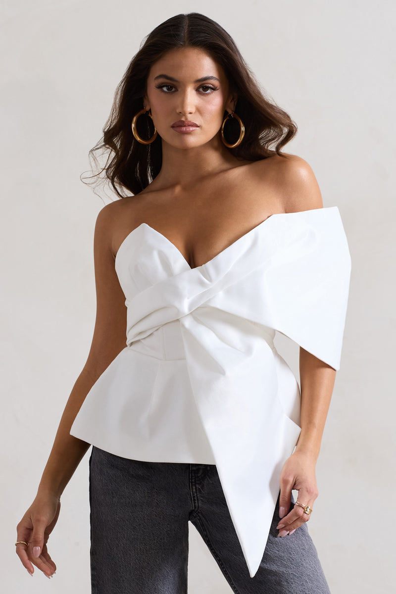 white satin bardot top