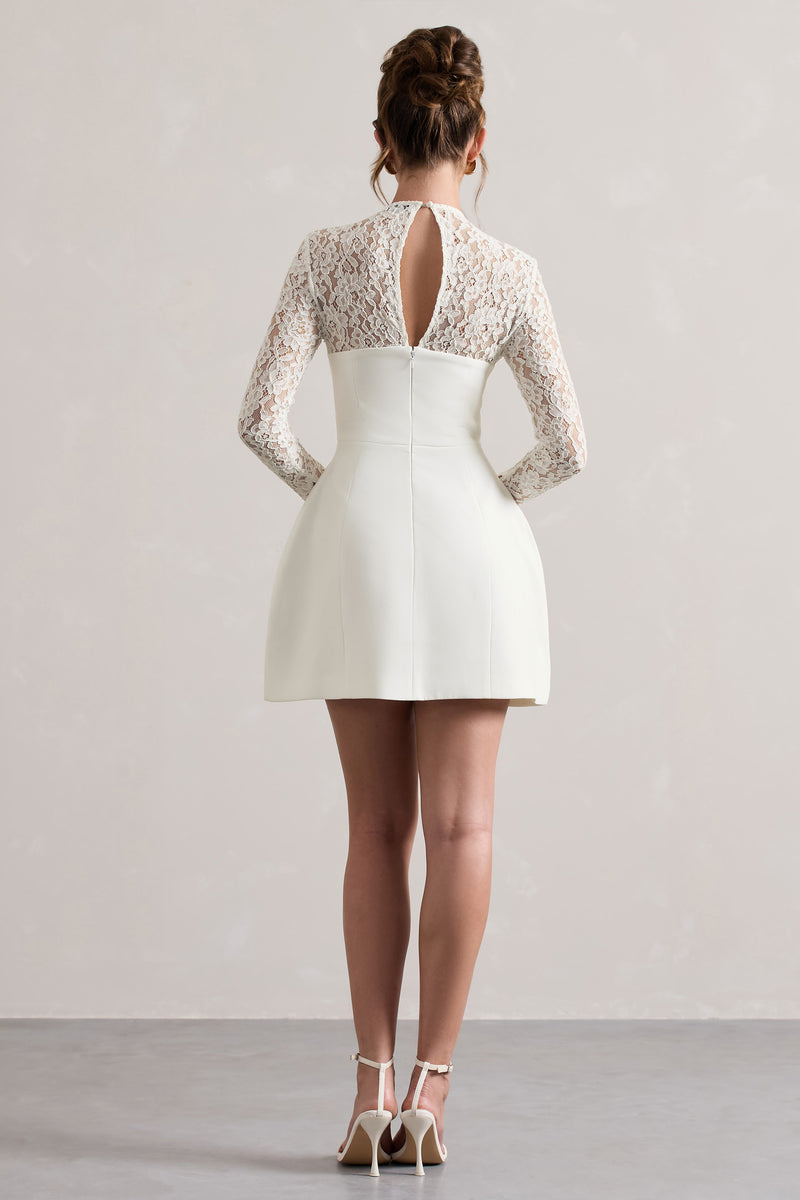 ivory lace wedding dresses KissProm Long Sleeve Cape Mermaid Dress with Appliques, White-Nude / 20 Color:Banana XS-3XL Sleeveless Maxi Dress line skirt halter neck asymmetric bodycon dress