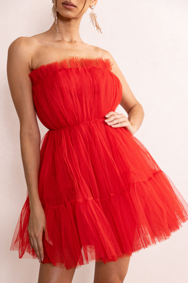 Stylissima Boutique Louise Red Tulle Gown Small