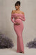 Pretty Perfect | Blush Pink Maternity Ruched Mesh Bardot Maxi Dress - Club L 