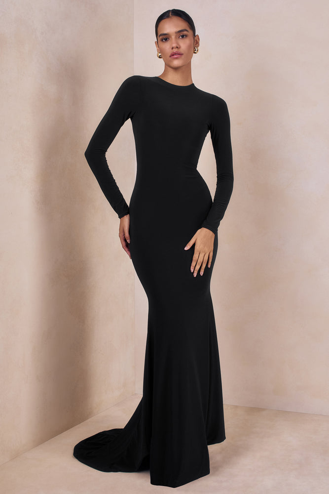 One Step Ahead Long Sleeve Backless Fishtail Maxi Dress