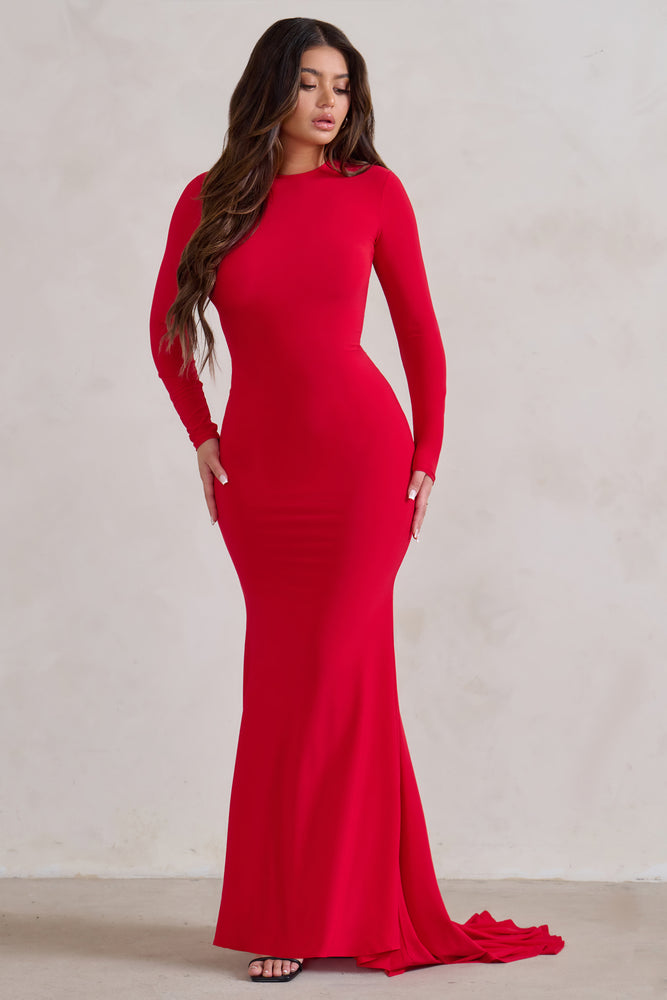 One Step Ahead Long Sleeve Backless Fishtail Maxi Dress