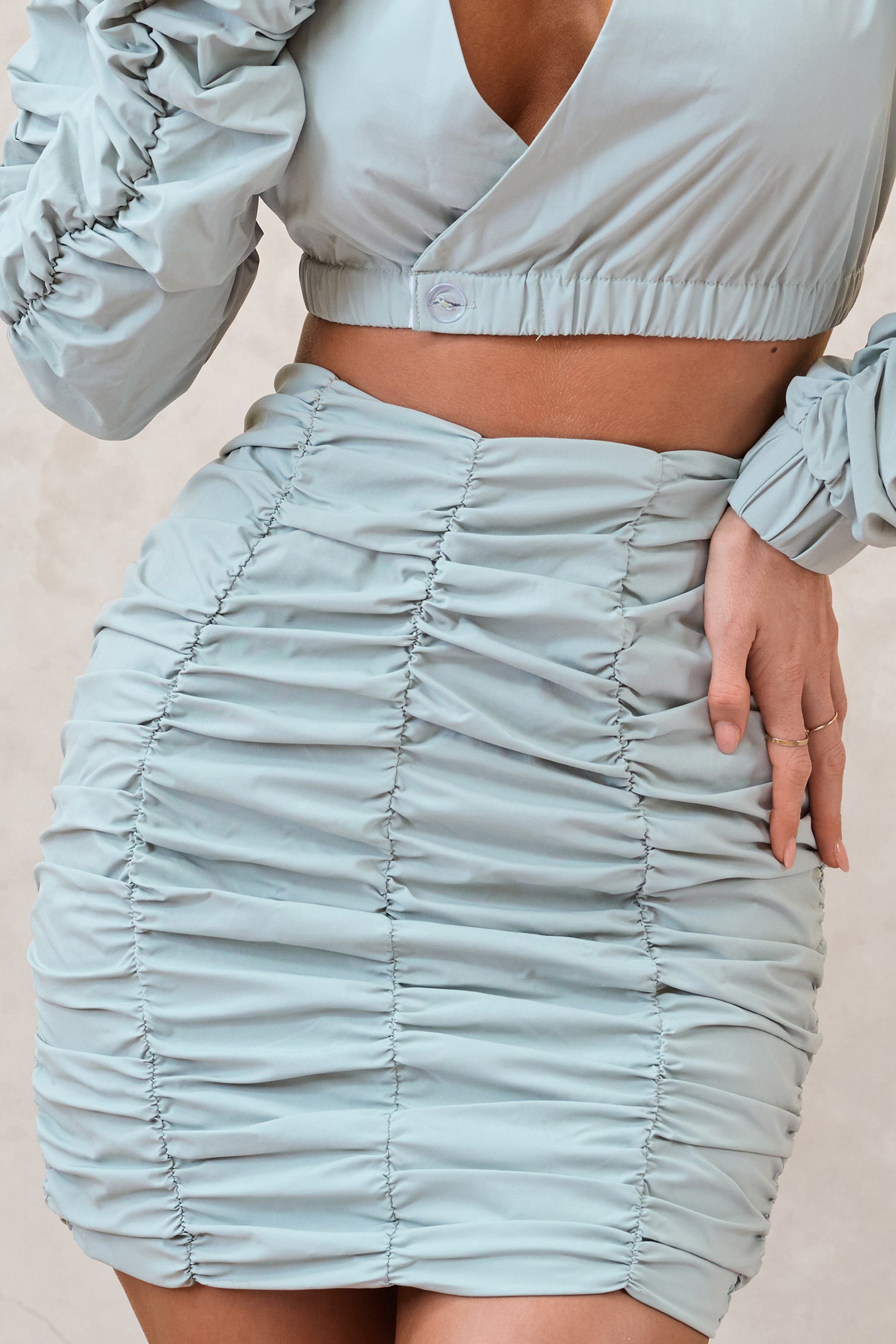 Break Of Day | Sage Ruched Mini Skirt - Club L 
