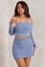 Rule Breaker | Cornflower Blue Ruched Mesh Bardot Crop Top - Club L 