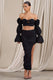 Holiday | Black Ruched Asymmetric Maxi Skirt - Club L 