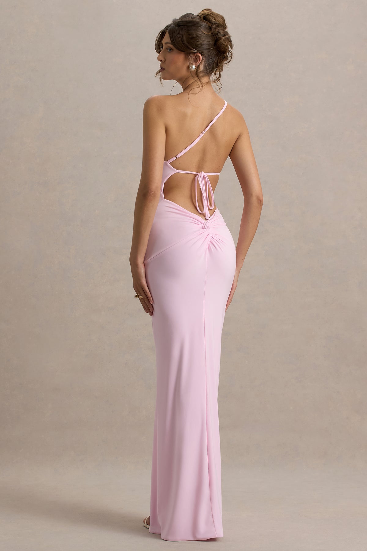 Dressing Up Pink One Shoulder Maxi Dress With Open Back Detail Club L London - UK Dressing Up Pink One Shoulder Maxi Dress With Open Back Detail Club L London - UK