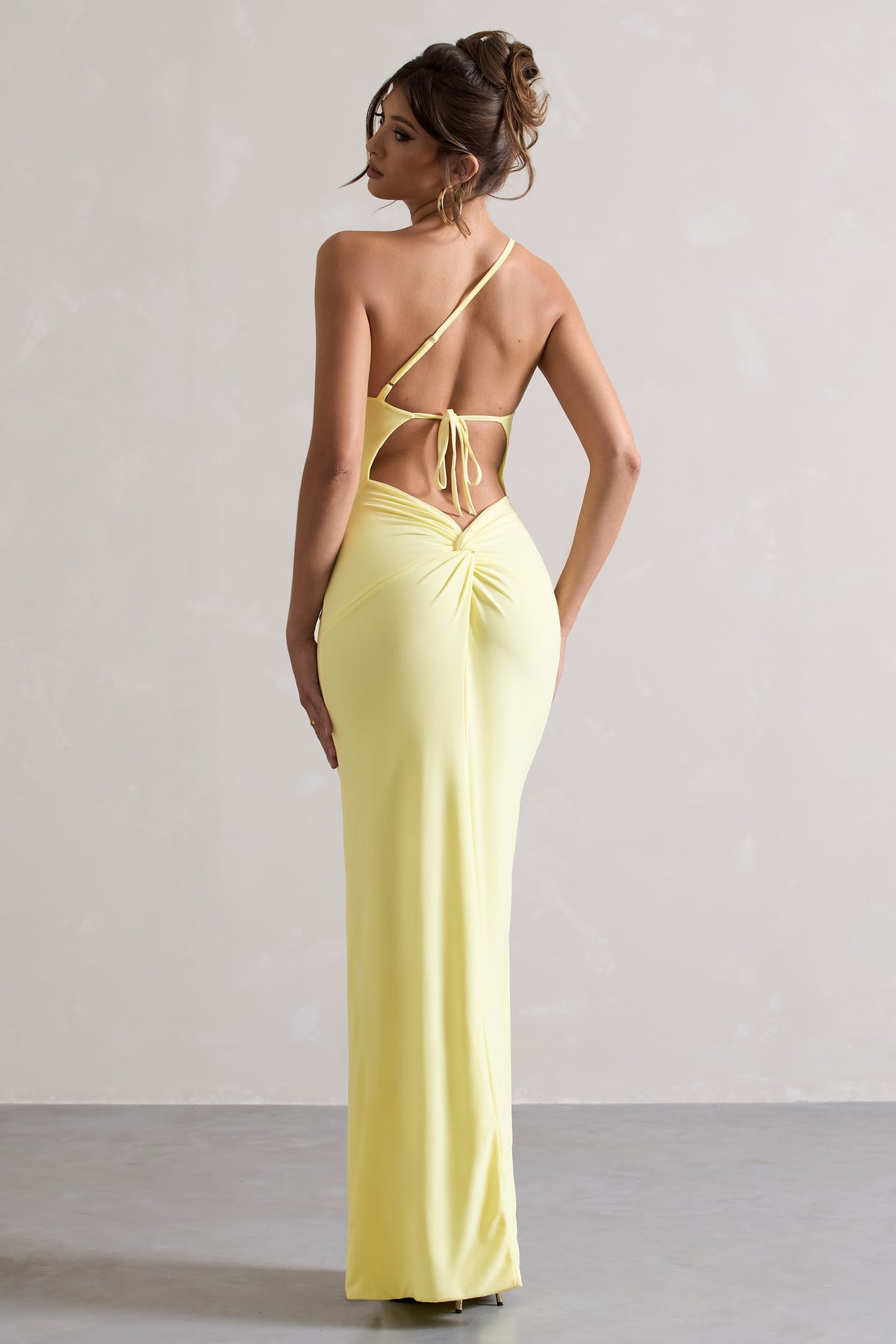 Dressing Up Lemon One Shoulder Maxi Dress With Open Back Detail Club L London - UK Dressing Up Lemon One Shoulder Maxi Dress With Open Back Detail Club L London - UK