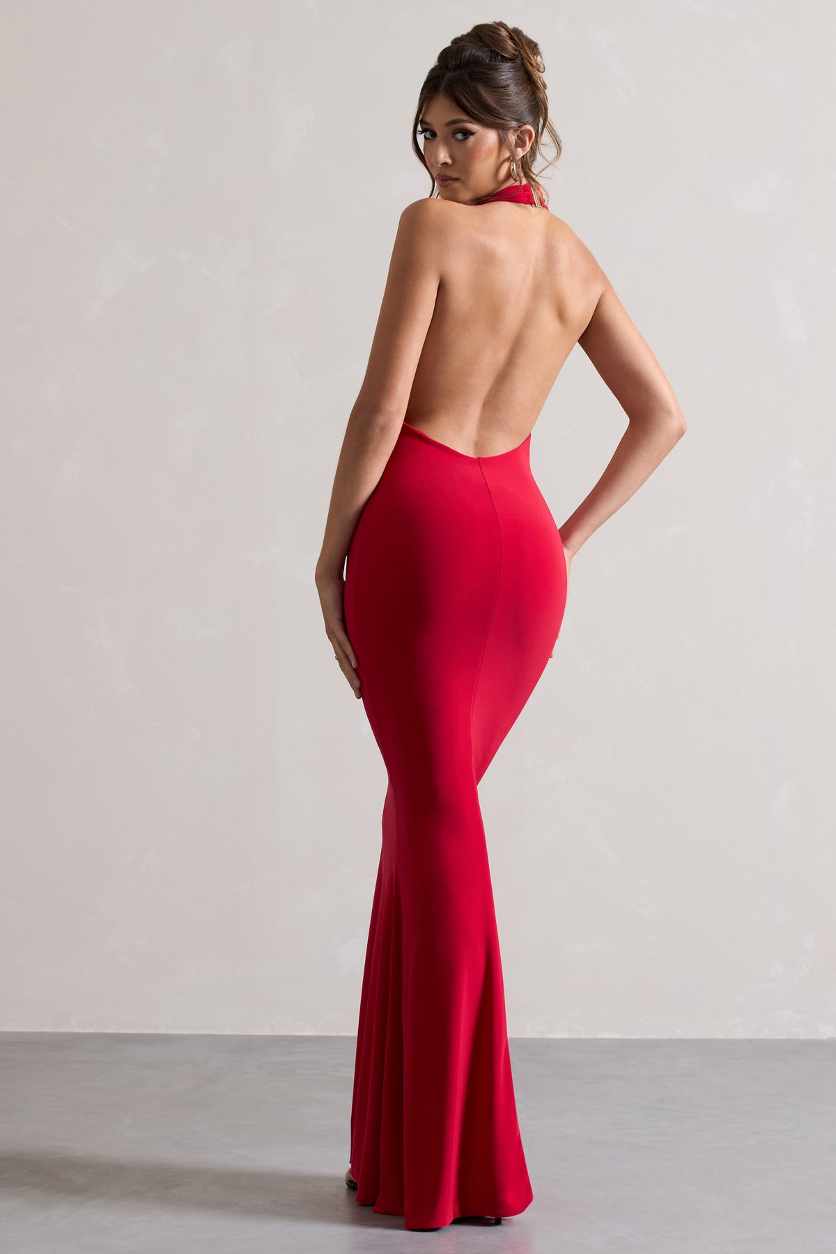 Milani Red Backless Cowl Neck Fishtail Maxi Dress Club L London - UK Milani Red Backless Cowl Neck Fishtail Maxi Dress Club L London - UK