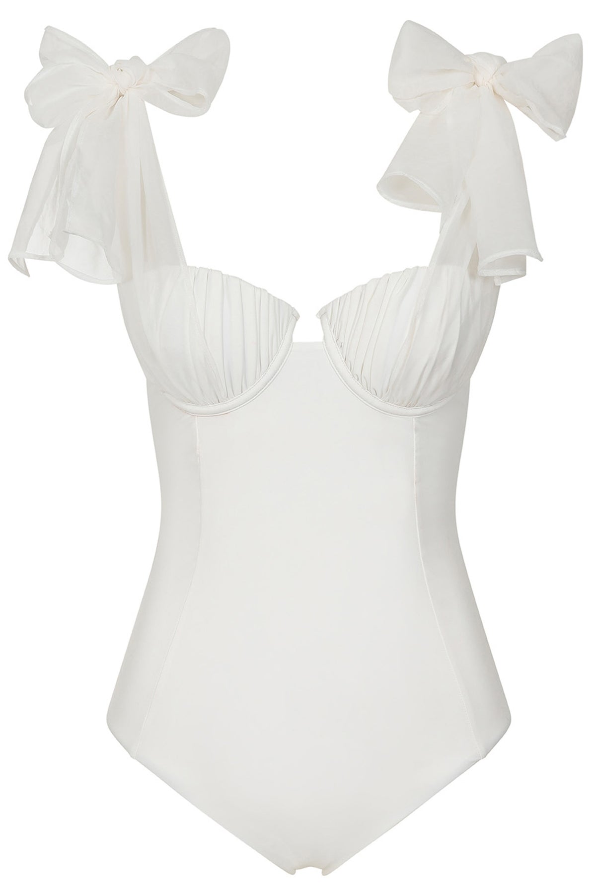 Sheer Bliss White Swimsuit With Organza Bows Club L London UK