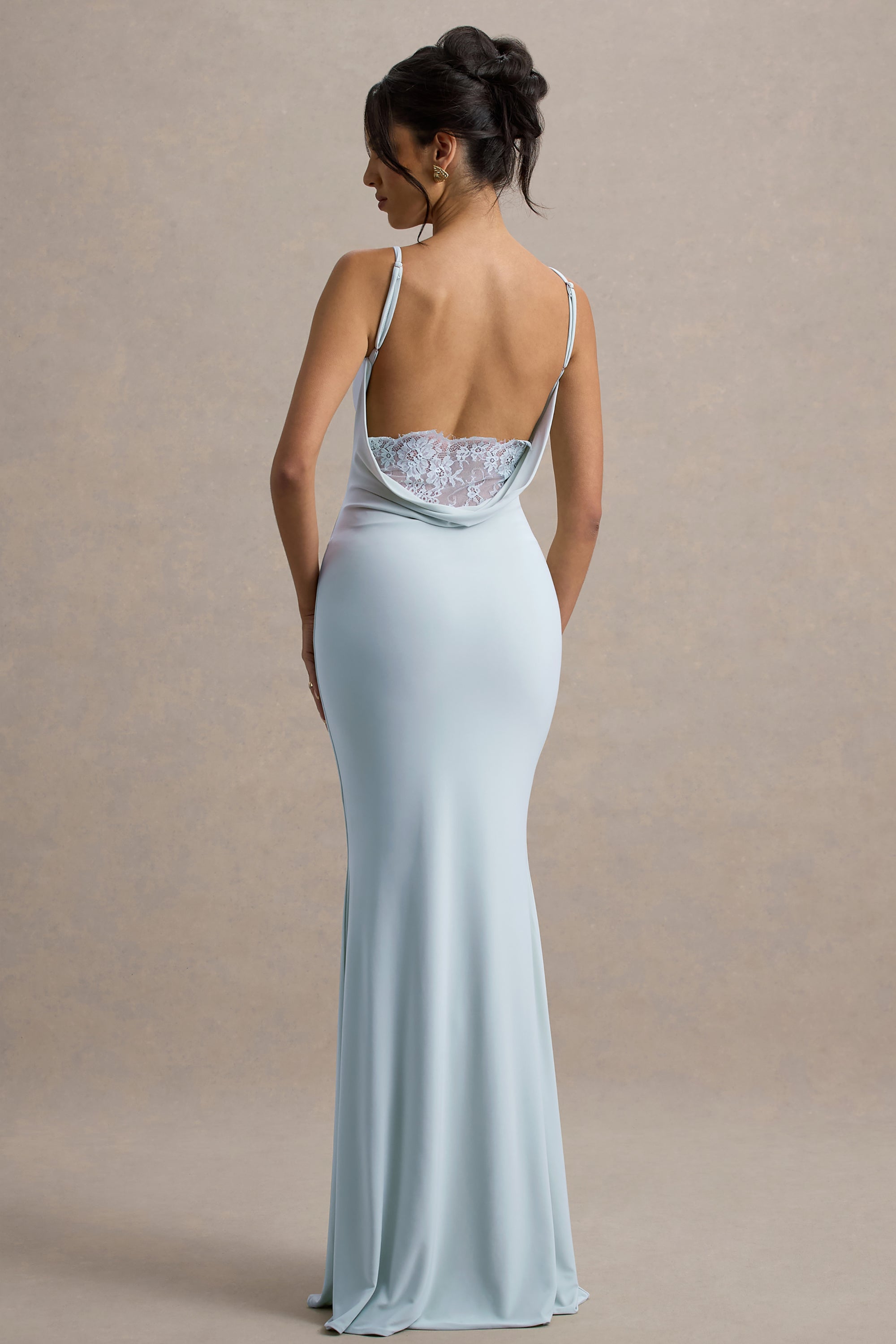 francoise cowl neck backless maxi dress with lace insert reviews Francoise | White Cowl Neck Backless Maxi Dress With Lace Insert