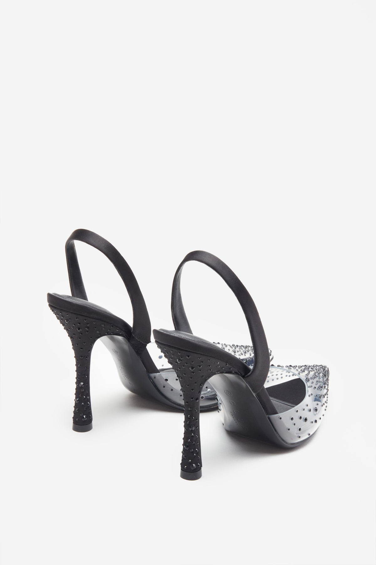 Covergirl | Black Diamante Sling Back Pointed Heels - Club L 