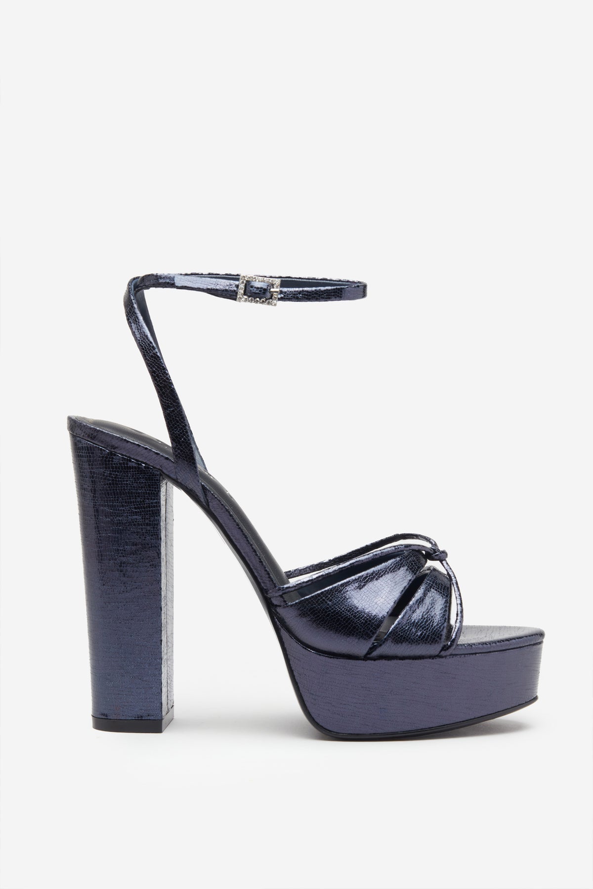 Bold Soul | Navy Strappy Heeled Platform Sandals With Diamante Buckles - Club L 