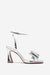 Headlines | Silver Ankle Strap Heeled Sandals With Diamante Bows - Club L 