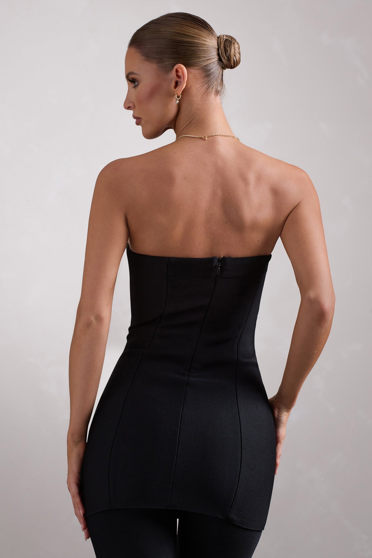 Rylee | Black Bandage Strapless Longline Top - Club L 
