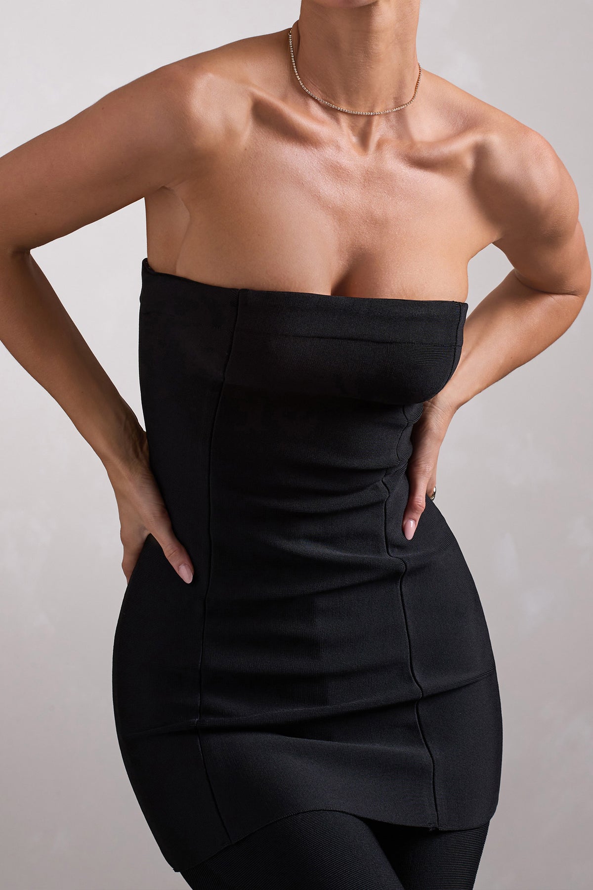 Rylee | Black Bandage Strapless Longline Top - Club L 