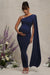 Amaryllis | Navy Maternity One Shoulder Maxi Dress with Cape Sleeve - Club L 