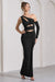 Carlina | Black Ruched One Shoulder Cut-Out Split Maxi Dress - Club L 