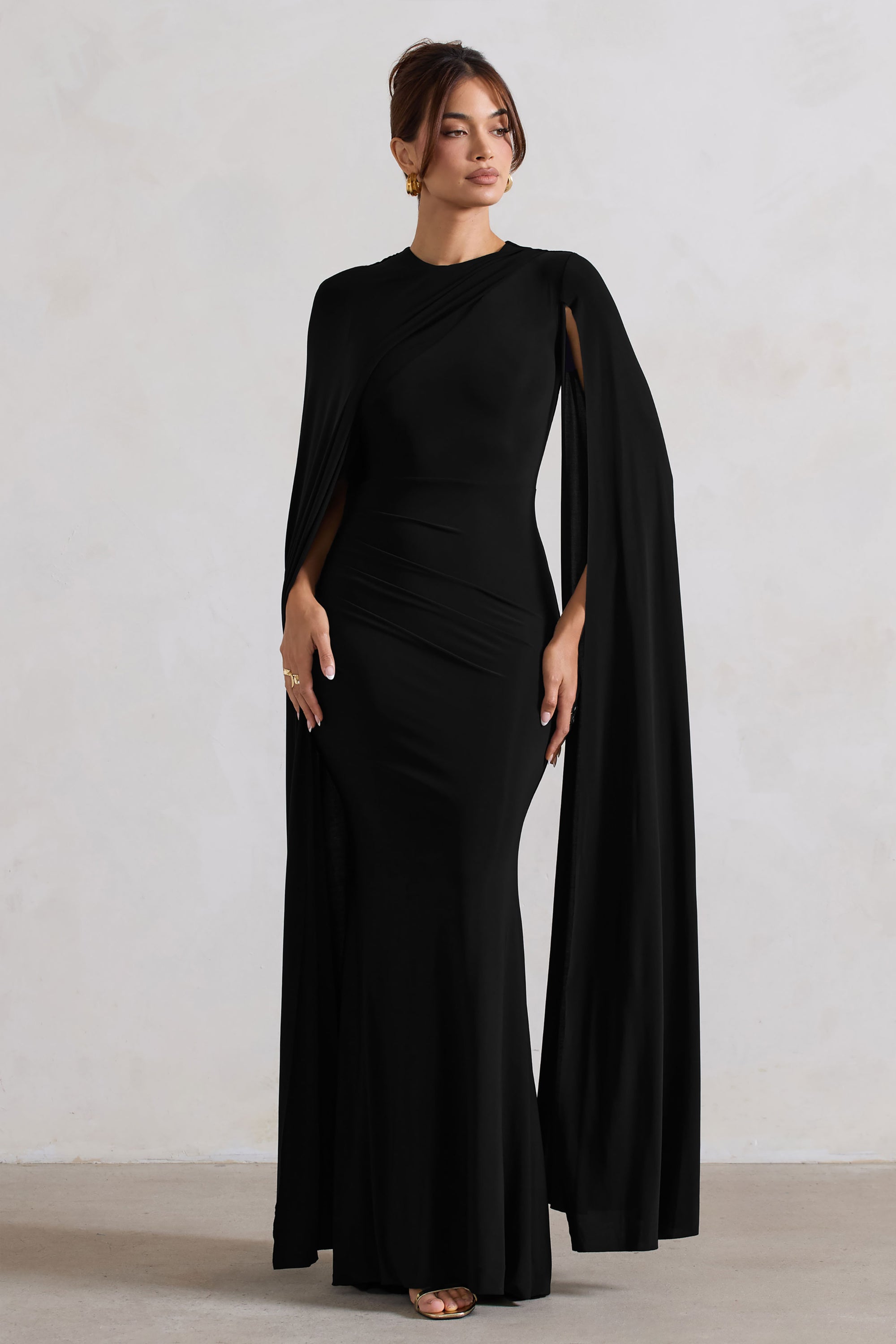 club l london black asymmetric dress Delisse | Black Asymmetric-Neck Maxi Dress