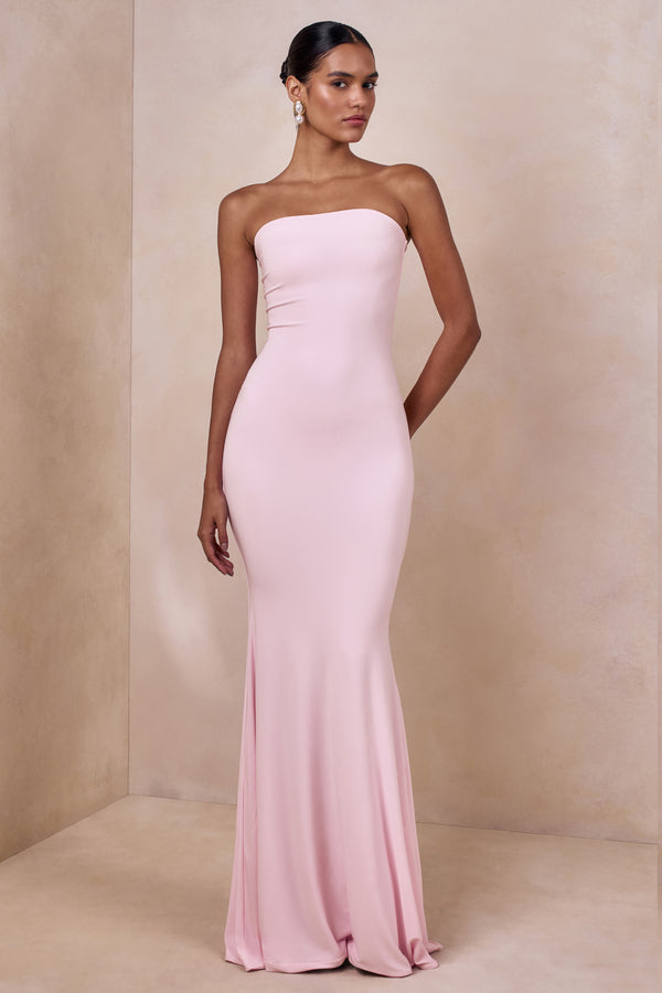 Ceremony Pink Bandeau Maxi Dress – Club L London