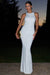Escala | White Embellished Racer-Neck Maxi Dress - Club L 
