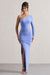 Anima | Pale Blue Asymmetric Ruched One-Sleeve Maxi Dress - Club L 