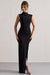 Lanetta | Black Ruched High-Neck Maxi Dress With Split - Club L 