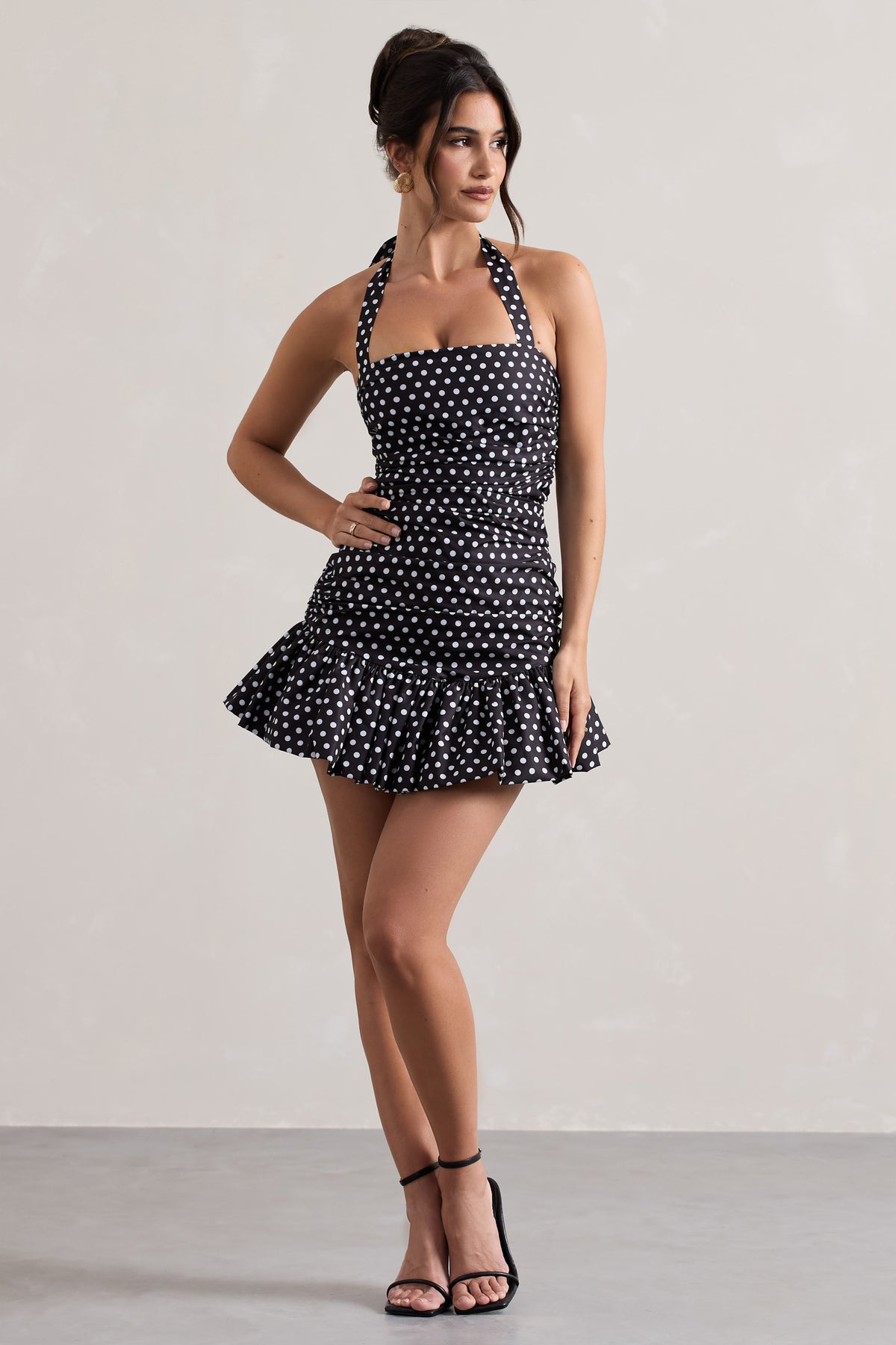 WB_CL132240249-ZahraBlack_WhitePolkaDotHalter-NeckRuchedMiniDressWithRuffleHem0