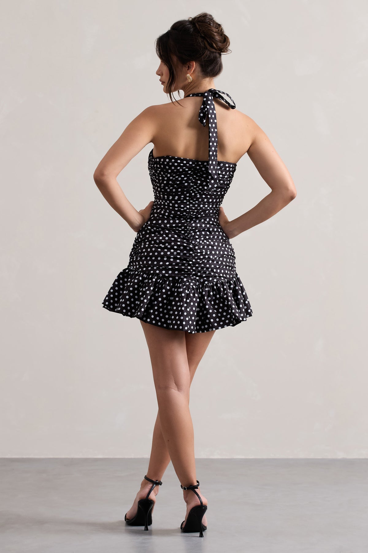 WB_CL132240249-ZahraBlack_WhitePolkaDotHalter-NeckRuchedMiniDressWithRuffleHem9