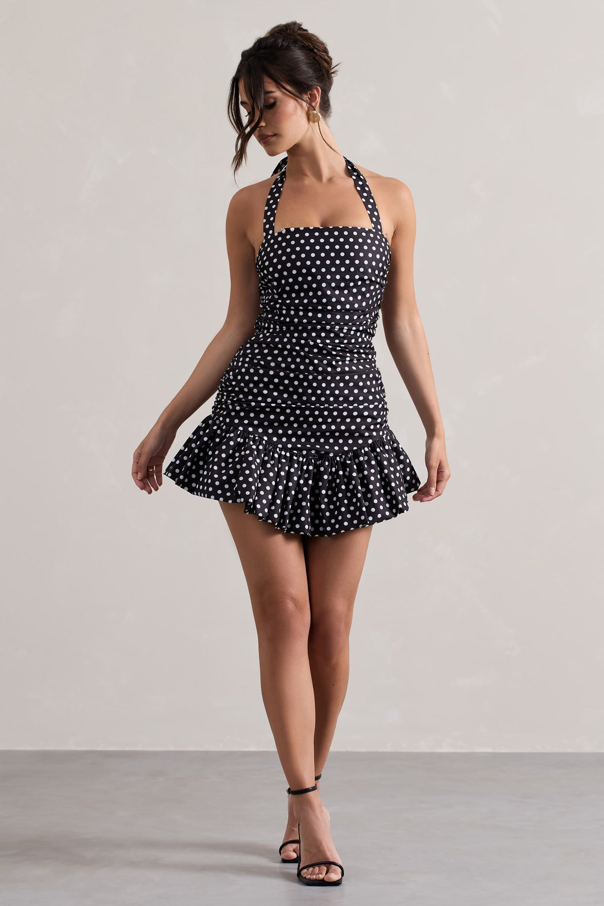 WB_CL132240249-ZahraBlack_WhitePolkaDotHalter-NeckRuchedMiniDressWithRuffleHem6