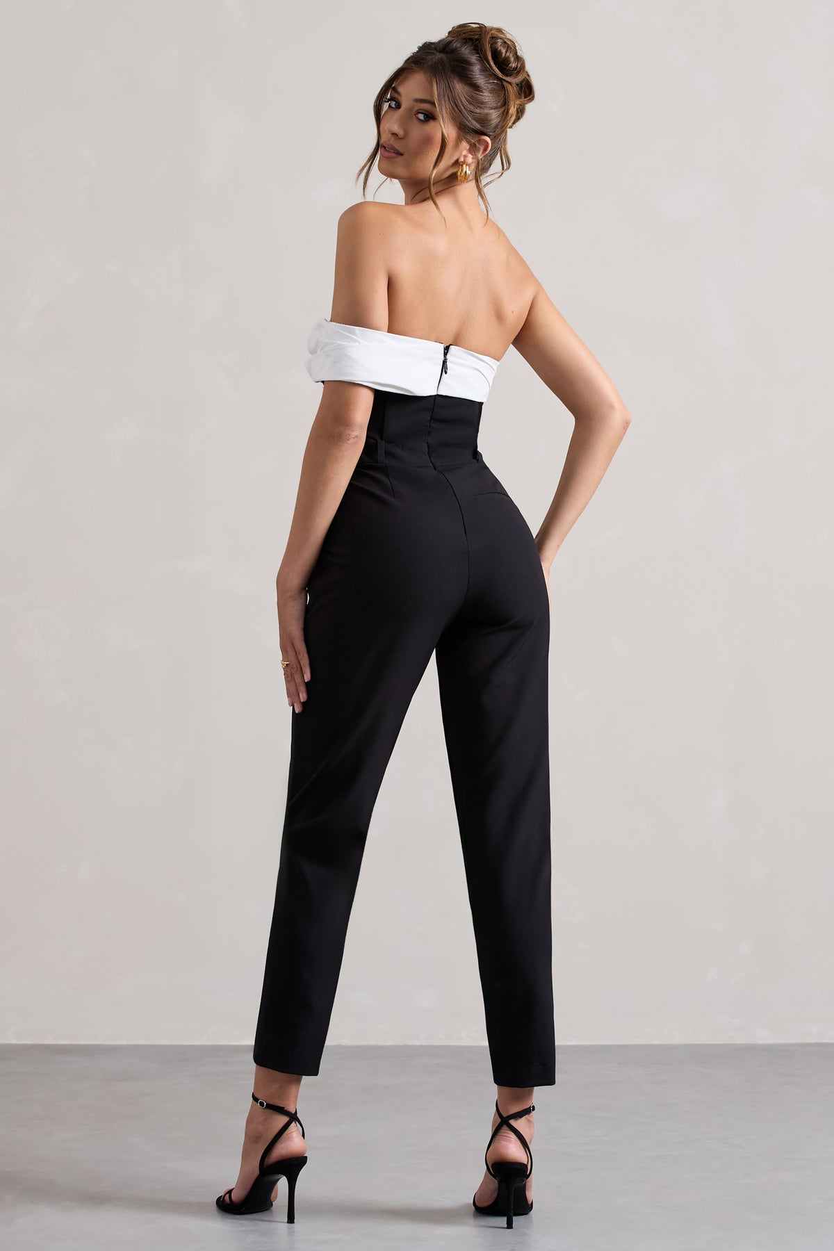 Paxton | Black Twisted Bardot Tailored Jumpsuit - Club L 