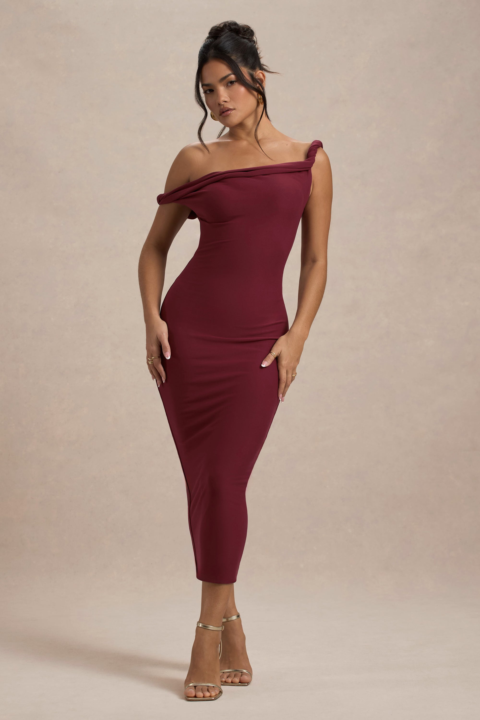 Salome Twisted Asymmetric Midi Dress