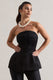 Century | Black Satin Strapless Button Front Corset Top - Club L 
