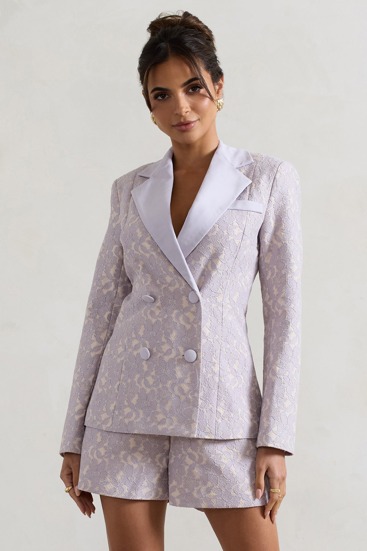 Kennedy | Mauve Lace Tailored Blazer - Club L 