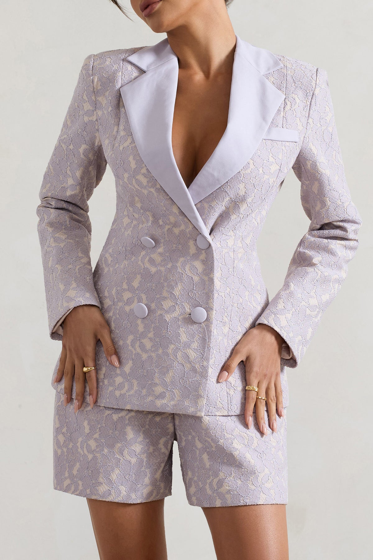 Kennedy | Mauve Lace Tailored Blazer - Club L 
