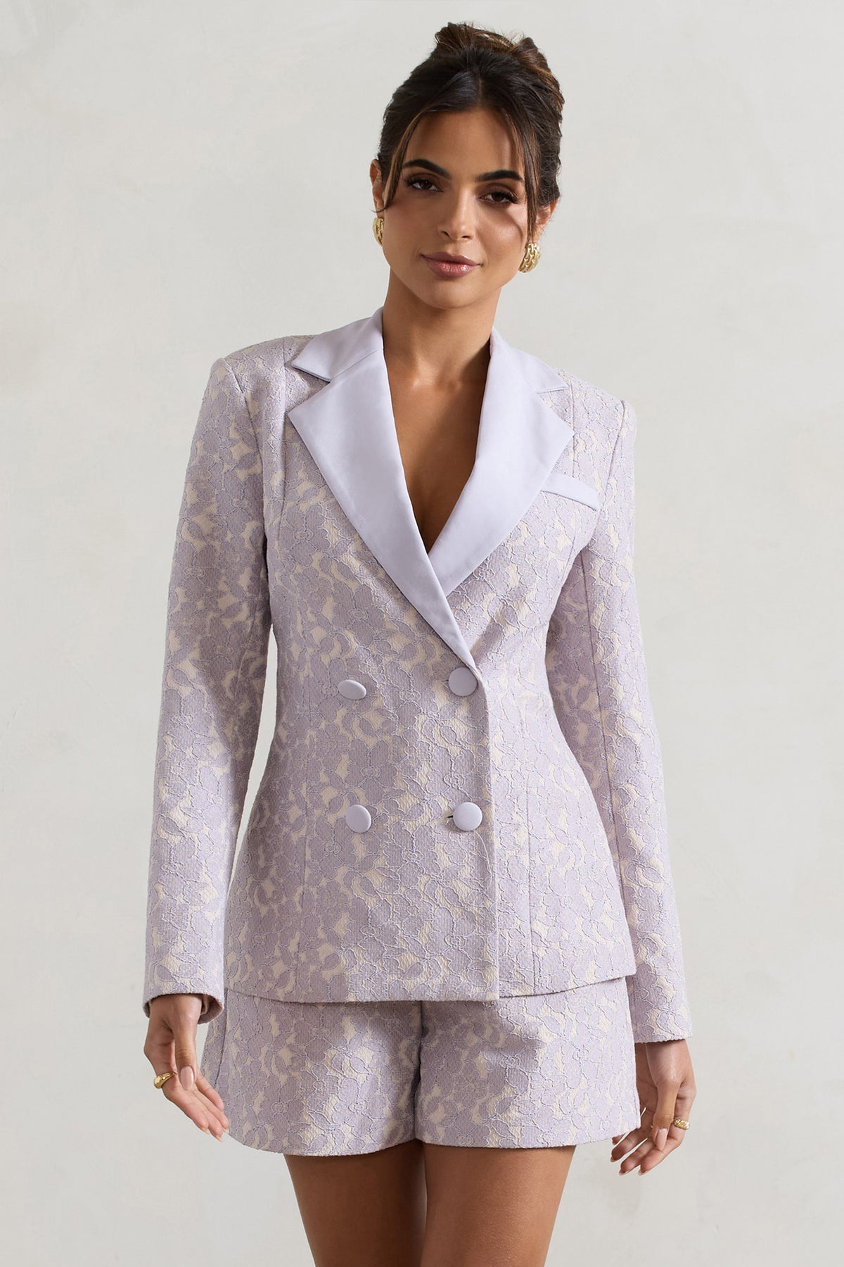 Kennedy | Mauve Lace Tailored Blazer - Club L 