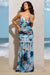 Clio | White Print Halter-Neck Chiffon Fishtail Maxi Dress - Club L 