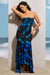 Florianne | Navy Floral Print Ruched Bandeau Maxi Dress - Club L 