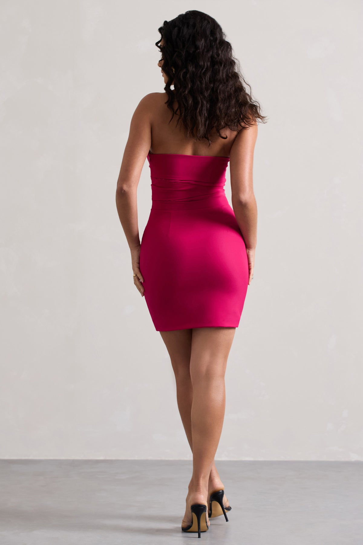 Indie | Dark Pink Bodycon Bandeau Mini Dress With Cut-Outs - Club L 