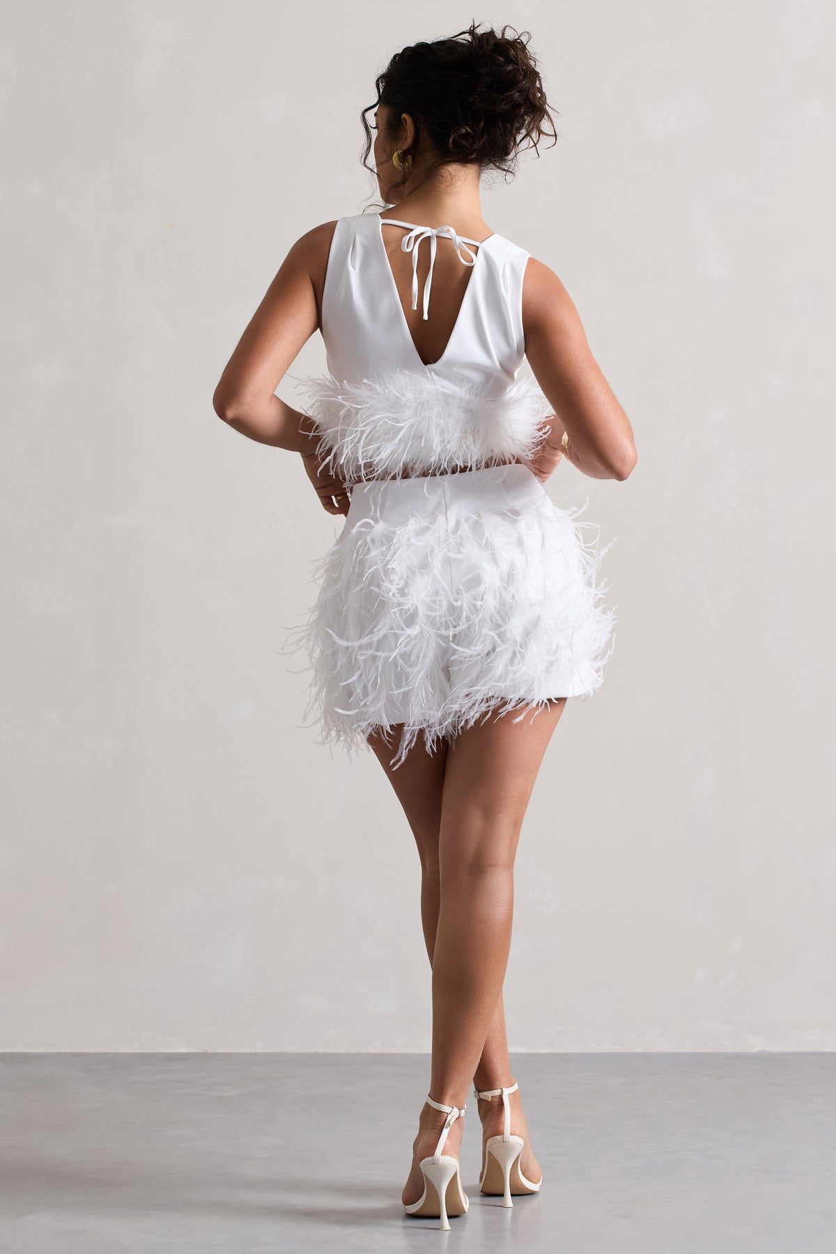 Encore | White Feather Shorts - Club L 