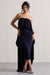 Upon A Time | Navy Ruched Bandeau Midi Dress With Cape - Club L 
