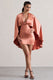 Olsen | Coral Satin Plunge-Neck Cape Mini Dress - Club L 