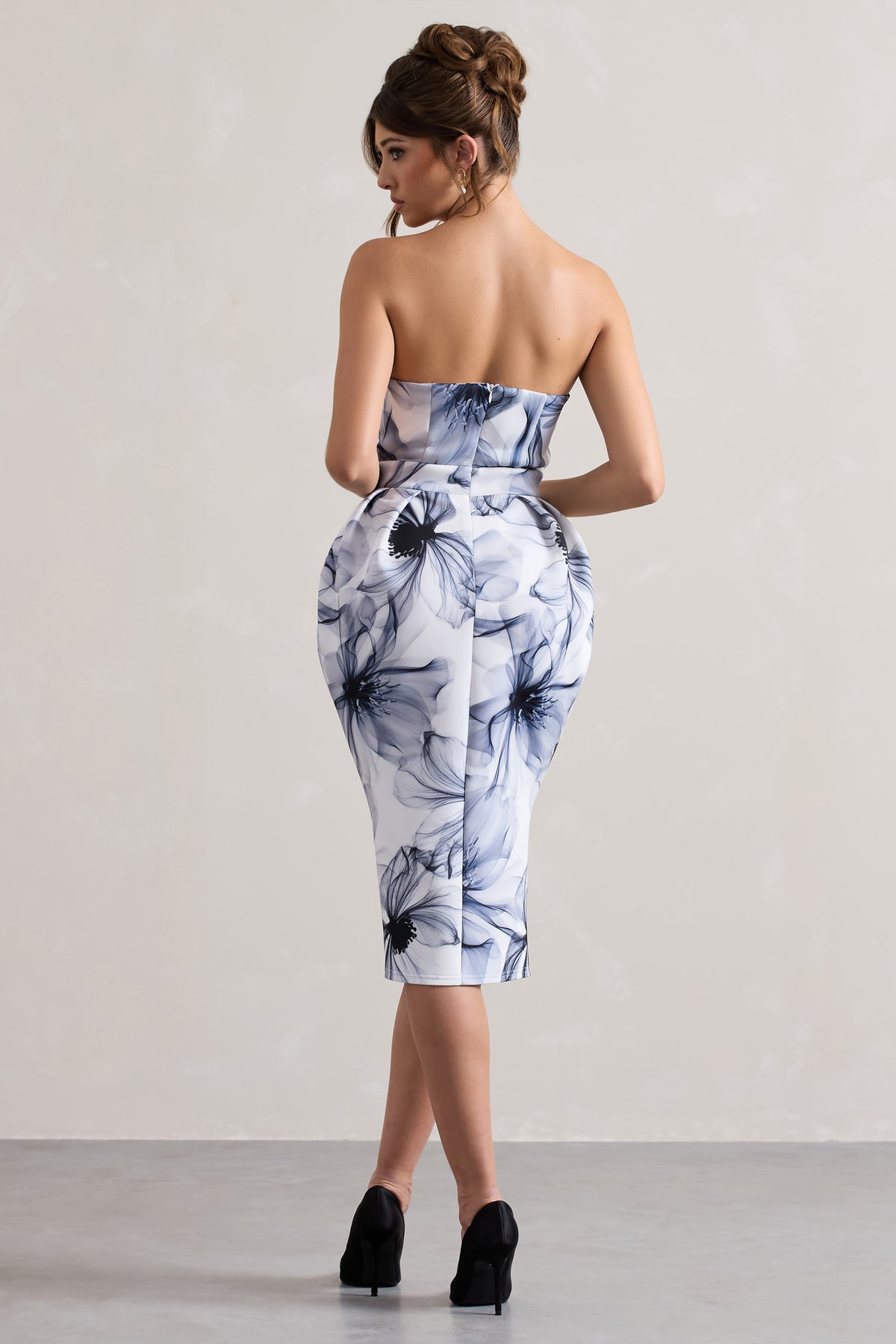 Chateau | Mono Print Bandeau Midi Dress - Club L 