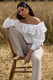 Cove | White Bardot Puff-Sleeve Ruffle Top With Bows - Club L 